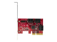 StarTech.com SATA PCIe-kort - 6-portars PCIe SATA-expansionskort - 6 Gbps - Lågprofilfäste - Staplade SATA-kontakter - ASM1166 Non-Raid - PCI Express till SATA-omvandlare - Kontrollerkort - SATA 6Gb/s - låg profil - PCIe 3.0 x4 - röd 6P6G-PCIE-SATA-CARD
