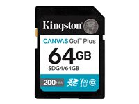 Kingston Canvas Go! Plus - Flash-minneskort - 64 GB - Video Class V30 / UHS-I U3 / Class10 - SDXC UHS-I SDG4/64GB