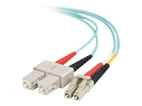 C2G LC-SC 10Gb 50/125 OM3 Duplex Multimode PVC Fiber Optic Cable (LSZH) - Nätverkskabel - SC-läge (multi-mode) (hane) till LC multiläge (hane) - 3 m - 3 m - fiberoptisk - duplex - 50/125 mikron - OM3 - halogenfri - havsblå 85533