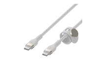 Belkin BoostCharge - USB-kabel - 24 pin USB-C (hane) till 24 pin USB-C (hane) - 2 m - vit CAB011BT2MWH