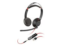 HP Poly Blackwire C5220 - Blackwire 5200 series - headset - på örat - kabelansluten - USB-A, 3,5 mm kontakt - svart - Certifierad för Microsoft-teams, Certifierad för Skype for Buisness, Certifierad för Zoom Rooms, Cisco Jabber-certifierad, Avaya-certifierad 80R97A6