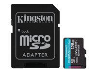 Kingston Canvas Go! Plus - Flash-minneskort (microSDXC till SD-adapter inkluderad) - 128 GB - A2 / Video Class V30 / UHS-I U3 / Class10 - mikroSDXC UHS-I SDCG4/128GB