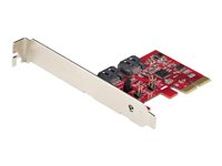 StarTech.com SATA PCIe-kort - 2-portars PCIe SATA-expansionskort - 6 Gbit/s - Hel-/lågprofil - PCI Express till SATA-adapter/kontroller - ASM1062R SATA RAID - PCIe till SATA-omvandlare - Kontrollerkort - SATA 6Gb/s - låg profil - RAID 0, 1, JBOD - PCIe 2.0 x2 - röd 2P6GR-PCIE-SATA-CARD