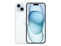Apple iPhone 15 Plus - 5G smartphone - dual-SIM / Internminne 256 GB - OLED-skärm - 6.7" - 2796 x 1290 pixels - 2 bakre kameror 48 MP, 12 MP - front camera 12 MP - blå MU1F3QN/A