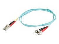 C2G LC-ST 10Gb 50/125 OM3 Duplex Multimode PVC Fiber Optic Cable (LSZH) - Nätverkskabel - ST-läge (multi-mode) (hane) till LC multiläge (hane) - 3 m - 3 m - fiberoptisk - duplex - 50/125 mikron - OM3 - halogenfri - havsblå 85542