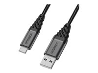 OtterBox Premium - USB-kabel - USB (hane) till USB-C (hane) - USB 2.0 - 3 m - mörk asksvart 78-52666