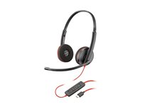 HP Poly Blackwire C3220 - 3200 Series - headset - på örat - kabelansluten - USB-C - svart - Skype-certifierat, Avaya-certifierad, Cisco Jabber-certifierad 80S07AA